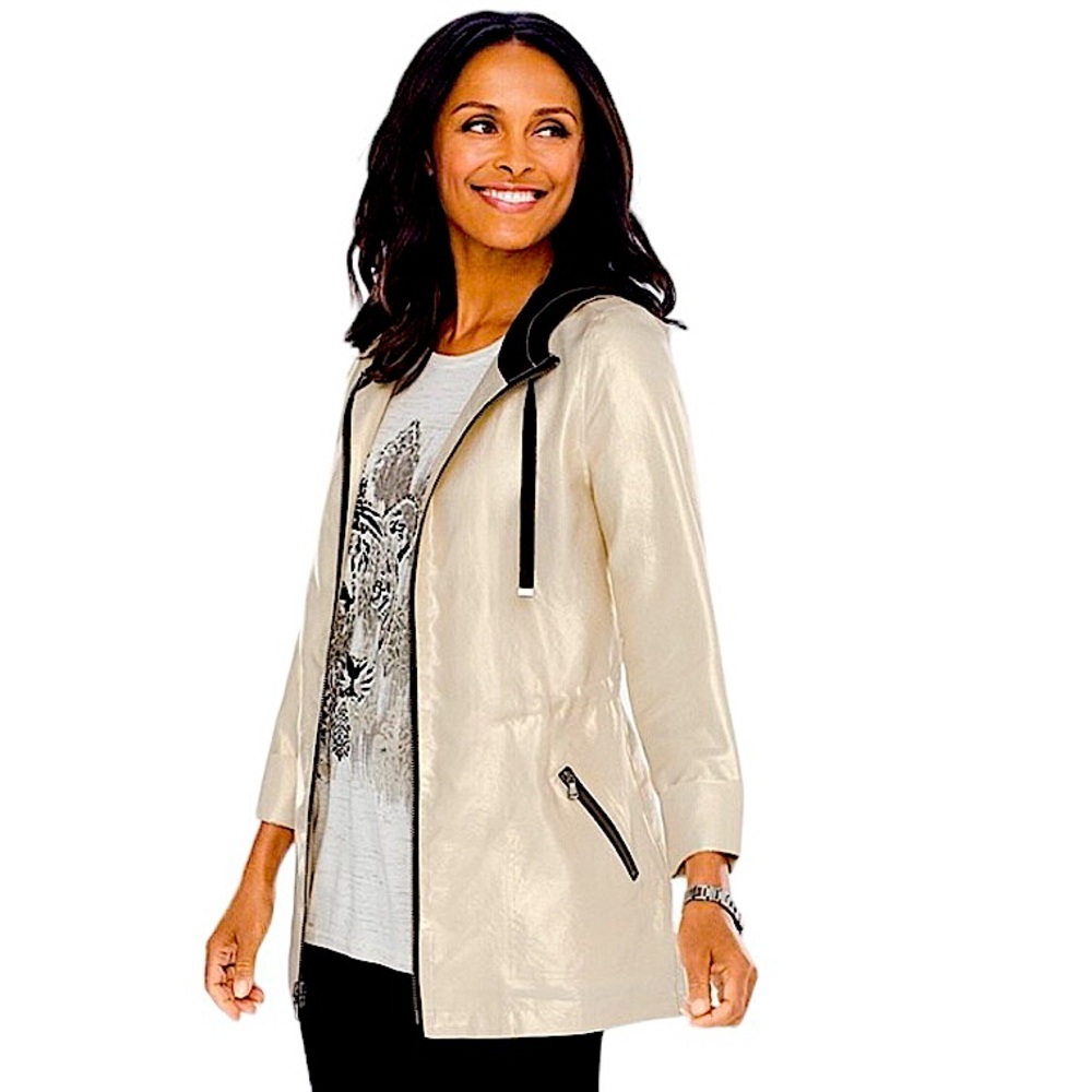 ZENERGY BY CHICOS: Metallic Gold Shine Anorak Jacket - Size 3 / X- Large